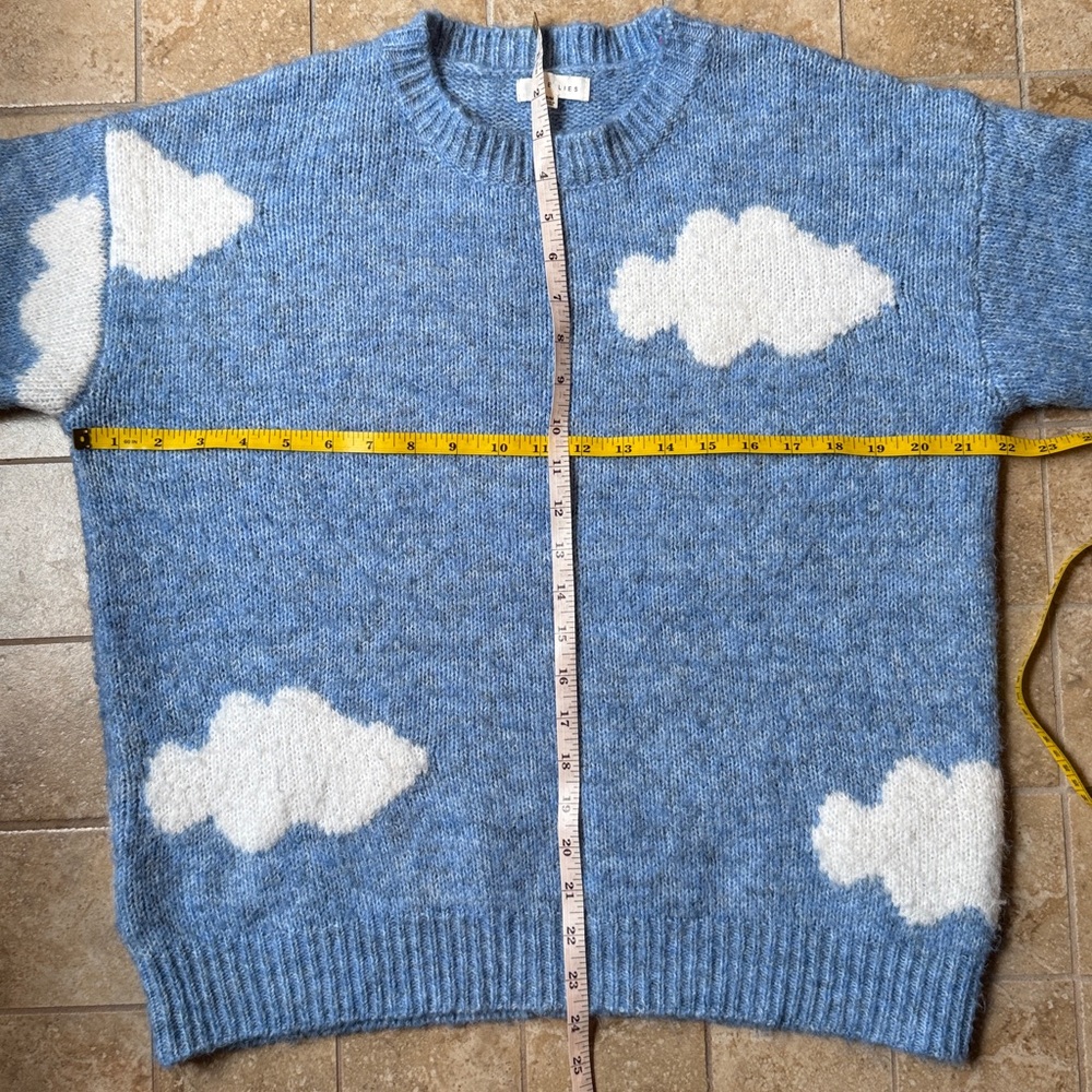 Anthropologie Little Lies Cassie Cloud Sweater Blue Gray Marled Crewneck RARE - Picture 6 of 16